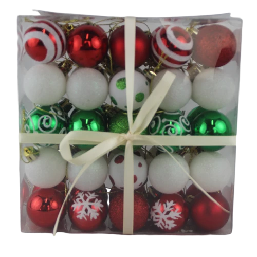 Senmasine 50 Stück Mini-Weihnachtskugel-Sets, bunte Kugeln, hängende Ornamente, Weihnachtsdekoration, Geschenke