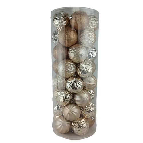 Senmasine 40 Stück Weihnachtskugeln, 8 cm, Champagner-Kugeln-Sets, Feiertags-Weihnachtsparty-Hängedekoration