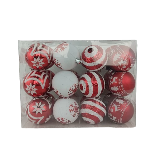 Senmasine 24 palline di palline di Natale infrangibili rosse bianche set di ornamenti per decorazioni da appendere per feste di vacanza