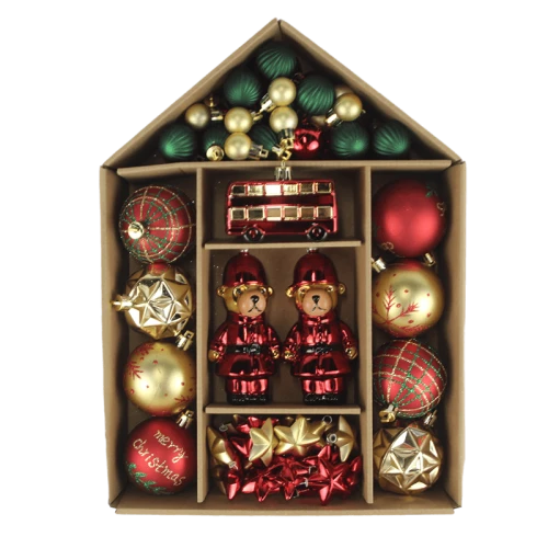Set di ornamenti natalizi Senmasine per decorazioni da appendere all'albero di Natale, palline, auto, regali Orso Soldato