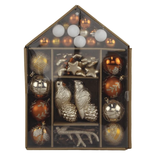 Senmasine Weihnachts-Ornament-Sets zum Aufhängen, glitzerndes Geweih, Adler, Kugeln, Kugeln, Sterne, Weihnachten, DIY-Dekoration