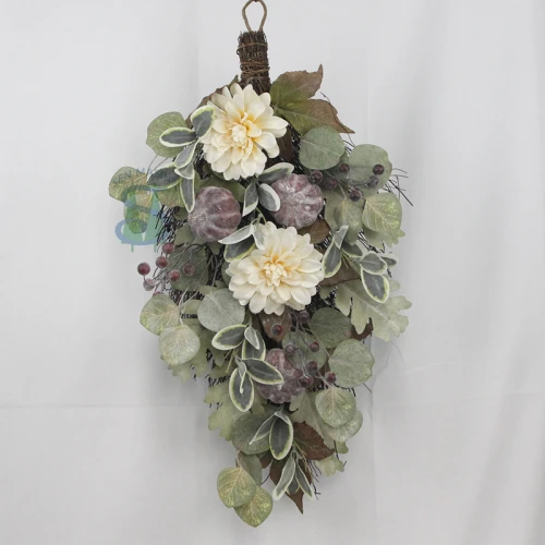 Senmasine 24 pollici fiore artificiale swag fiori di peonia di seta mista foglie di eucalipto verde decorazione primaverile di zucca
