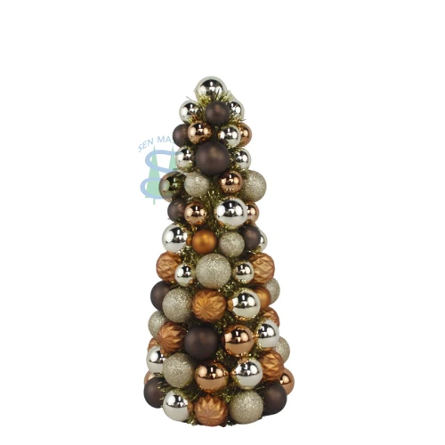China Senmasine 40cm Christmas balls tree for desktop holiday xmas decoration champagne brown baubles conetree manufacturer