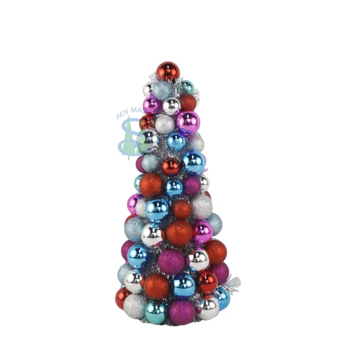 China Senmasine 40cm Christmas ball trees for xmas holiday indoor desktop decoration colorful baubles cone tree manufacturer