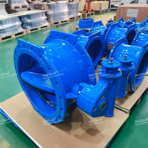 Válvulas borboleta excêntricas duplas com flange ROCO Wave DN350 DN400, atuador elétrico
