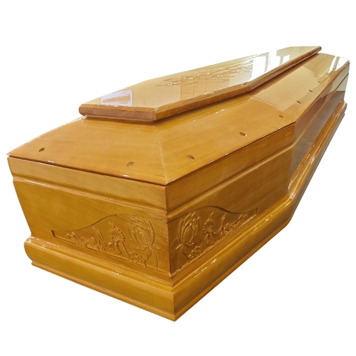 Trung Quốc Sản xuất tang lễ dành cho người lớn bằng gỗ nguyên khối Hỏa táng quan tài theo phong cách châu Âu mới với lớp hoàn thiện bằng nhung có độ bóng cao và nhà cung cấp chạm khắc truyền thống