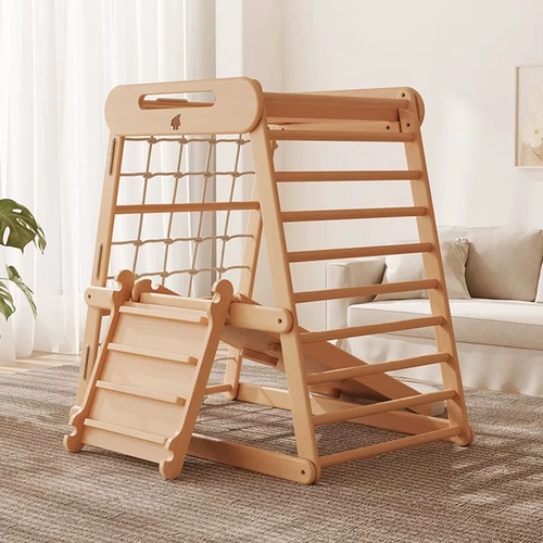 China Wooden Triangle Climbing Set Foldable Wooden Toddler Climbing Toys with Handle manufacturer