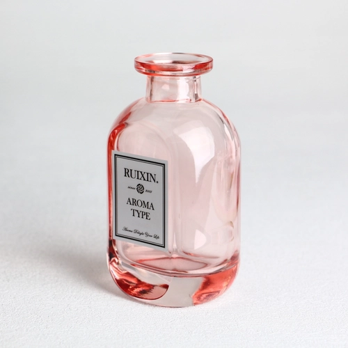 150ml 5oz Oblate Flask tinted Pink Glass oil diffuser bottle with label ...