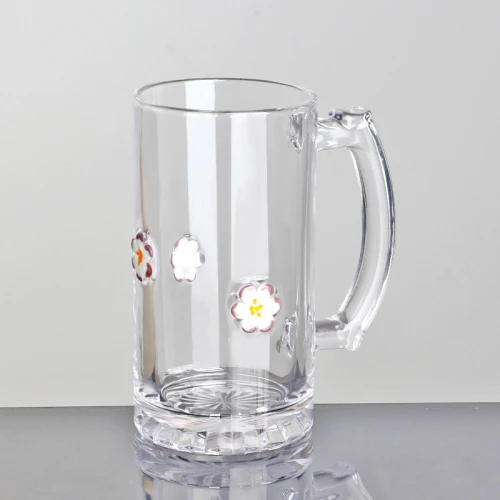 16 ounce Flower Inlay Glass beer mug Shenzhen Guangdong Manufacturing ...