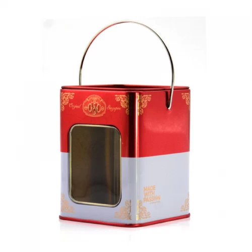 Cute Christmas Gift Package Halloween Candy Tin Box With Handle And Window