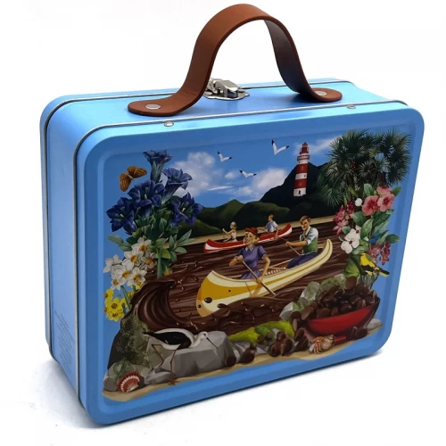 Factory Direct Handbag Shaped Hinged Metal Tin Box Candy Cookie Package Box With Handle