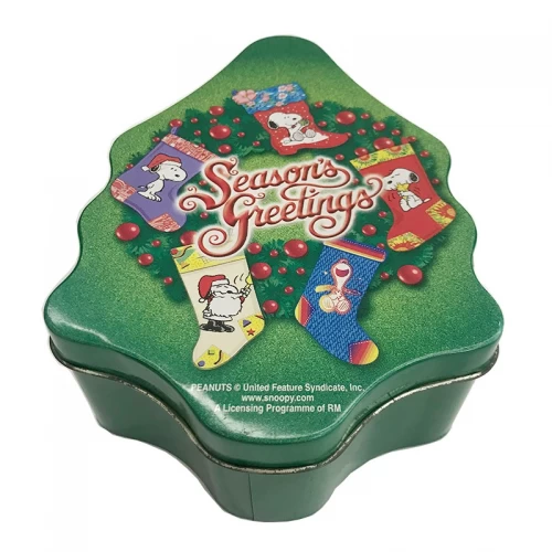 Custom Christmas Tree Shape Tin Can Biscuit Cookies Tin Box