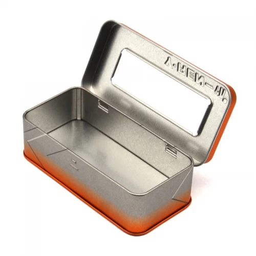 Food Grade Candy Chocolate Metal Rectangle Tin Box With Window Clear Lid