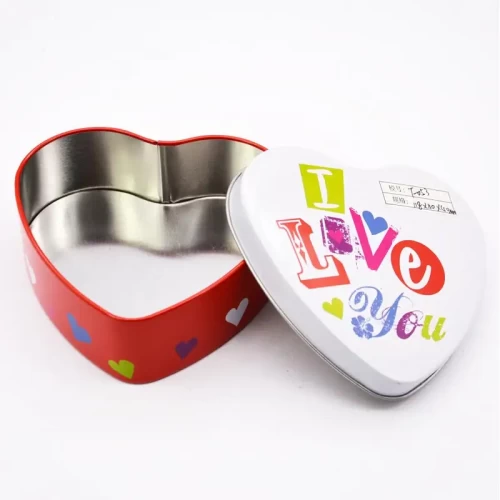 Custom Food Grade Valentine's Day Chocolate Heart Shaped Tinplate Tin Box