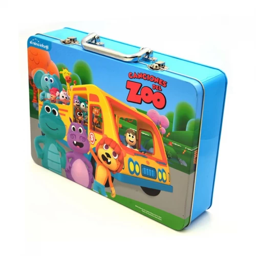 Custom Embossed Tinplate Lunch Box With Metal Handle