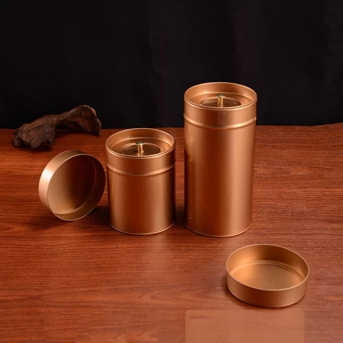 Wholesale Round Tea Tin Packaging Double-Lid Airtight Tea Storage Tin Can