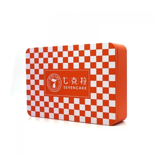 Cutie de staniu pentru biscuiți dreptunghi personalizate cu imprimare UV pe capac