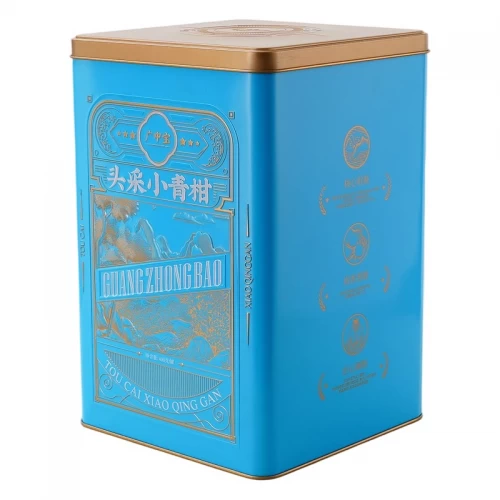 Custom Square Hinged Lid Tea Packaging Tin Box