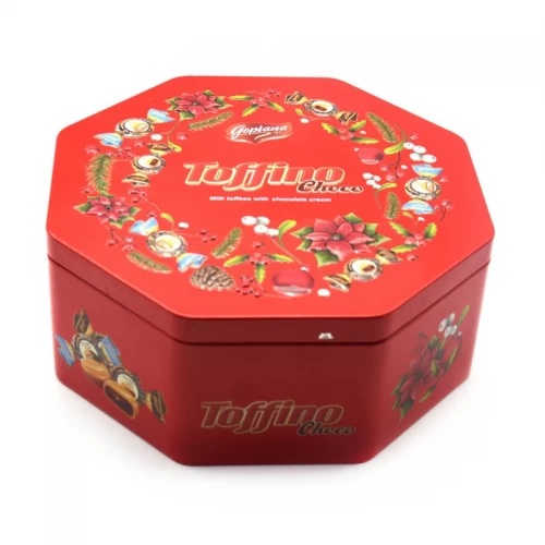 Custom Printed Octagonal Tin Box Container Storage
