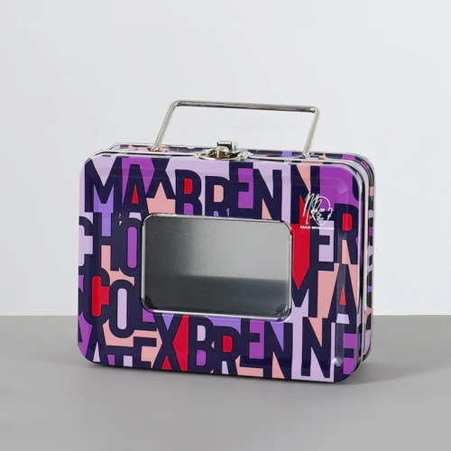 Custom Rectangular Window Handle Tin Box Packaging
