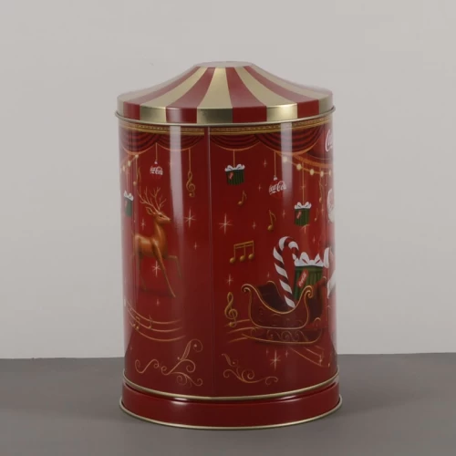 Custom Printed Round Christmas Music Tin Box