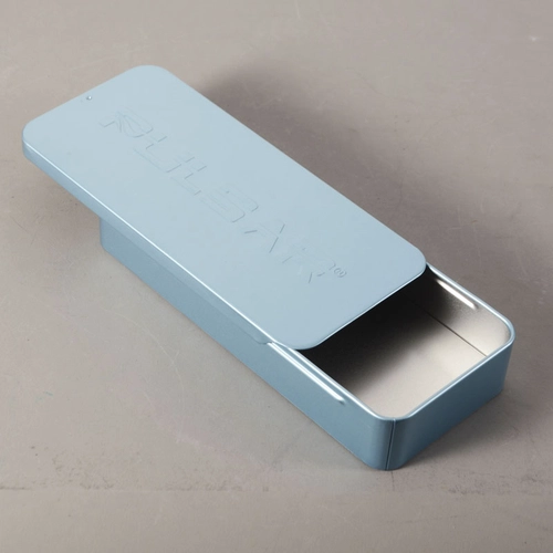 Custom printed empty metal tin box containers with sliding lids