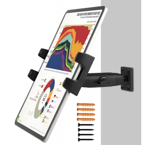Wall-Mounted Adjustable Tablet Holder with 360° Rotation for Commercial and Home Use