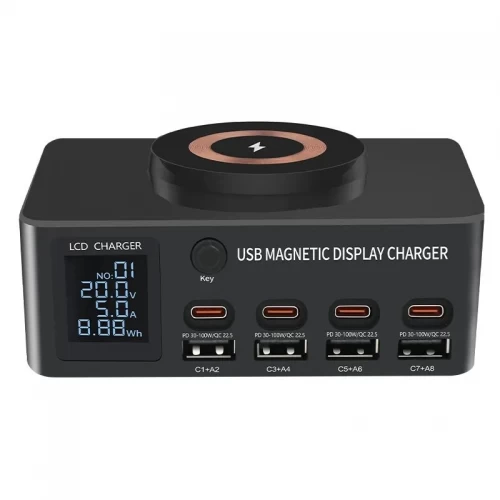 Stazione di ricarica del laptop wireless magnetico da 140 W con caricatore veloce USB Multi-Port PD100W e QC3.0-Produttore di mozzi di ricarica professionale