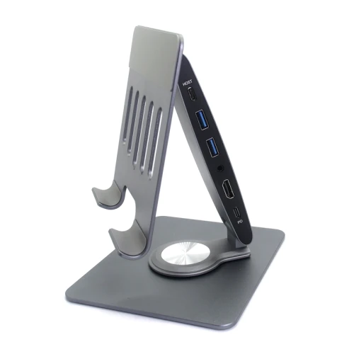 Foldable 360° Rotating Aluminum Alloy Tablet Docking Stand with HDMI | China Manufacturer