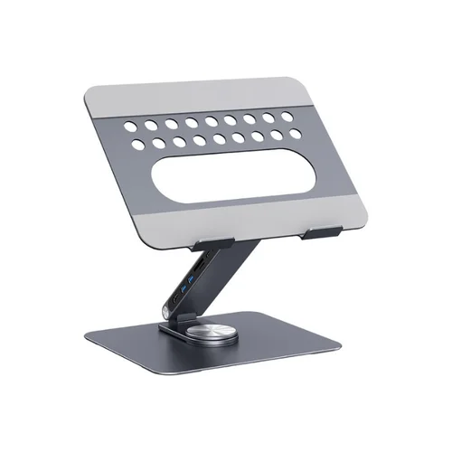 360° Rotating Aluminum Laptop Stand Docking Station with Adjustable Height | 7-in-1 USB-C Hub for MacBook | Manufacturer OEM/ODM