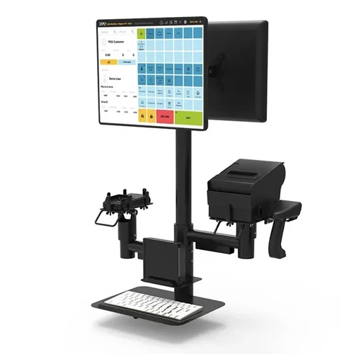Universal Adjustable POS Terminal Holder Swivel Stand – Metal POS Pole Mount for Card Reader, Scanner & Printer