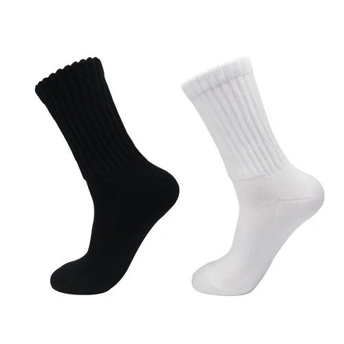 Wholesale Black and White Solid Color Versatile Business Casual Autumn/Winter Warm Mid-Calf Socks