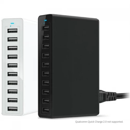 China 60W 10 Port USB Wall Charger with 10A and 12A Current capacity manufacturer