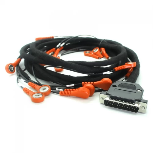 China RS232 D-Sub DB25 Pin Naar Meerdere Snap ECG Afscherming Lood Draad Nylon Gevlochten Jas Medische Kabel voor Sport vest Accessoires fabrikant