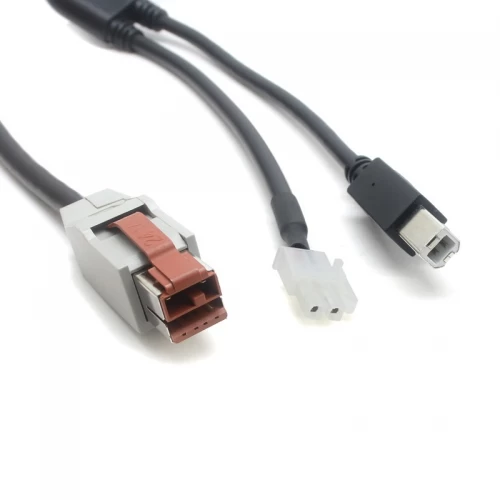 China China Fabricante Cabo POS USB alimentado por 24 V Conector JST de 8 pinos a 2 pinos  Divisor USB Tipo B 4P Y Fonte de alimentação e cabo de transferência de dados para impressora 3D ou sistema POS fabricante