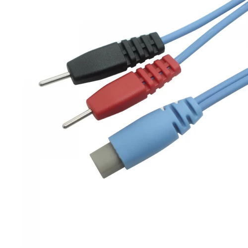 China Medical Physiotherapy Cable with Custom 6 Pin Connector To Dual 2.0 Electrode Pin Therapeutic Wire manufacturer