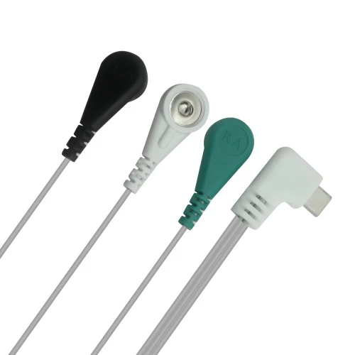 China USB Type-C Male 90 Degree to 3 Leads 4.0mm ECG Snap Button Cable – Medical-Grade, Custom Manufacturer with ISO 13485 manufacturer