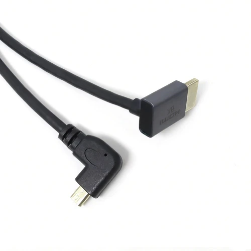China Micro HDMI macho 90° em ângulo esquerdo para HDMI macho 90° em ângulo inferior fabricante