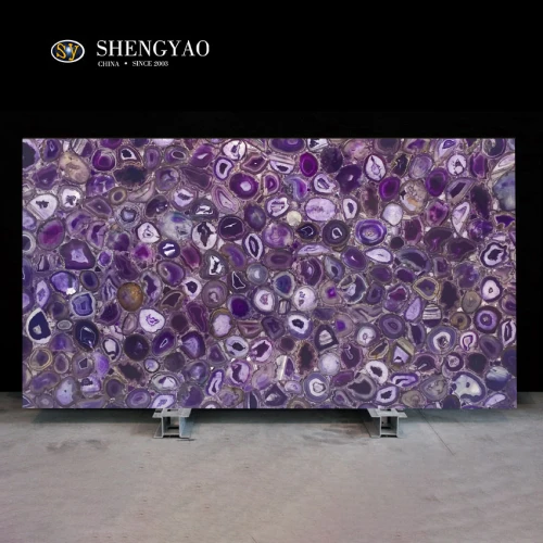 Dalle de pierres précieuses d'agate violette