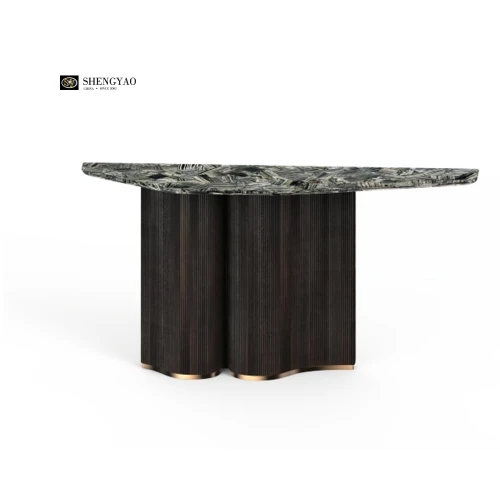 Grüner Zebra Jasper Dingjiangshan -Konsolentisch, Luxus -Edelsteinmöbel