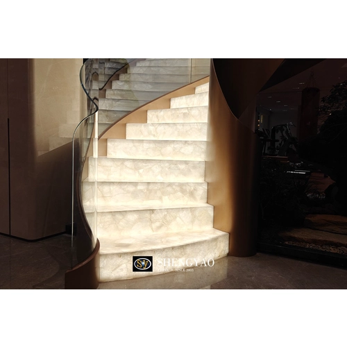Custom Luxury White Crystal Staircase, Translucent Gemstone Semi ...