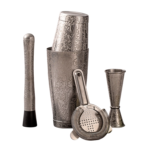 China Stainless Steel Homeware brushed silver Professional Mixology Set manufacturer