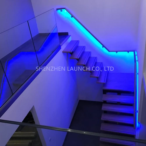 LED stair handrail lighting systems
