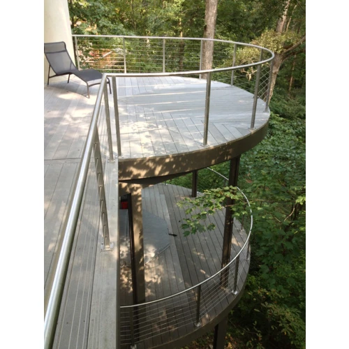Modern radius and curved stainless steel balcony/bridge/deck cable railing