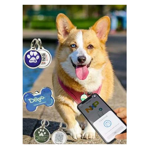 Groothandel op maat gemaakt metalen frame NFC epoxy gecoate dog tag QR-code tracking