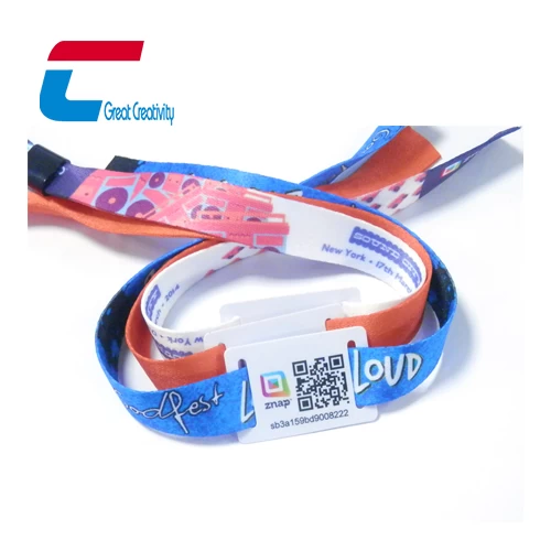 woven RFID wristband qr code tag