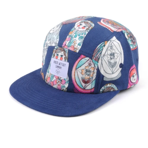 printing logo 5 panels flat caps custom