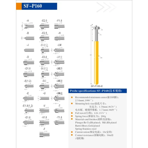 Pin đầu dò tải lò xo kiểm tra tỷ lệ hiện tại 3A để kiểm tra PCB