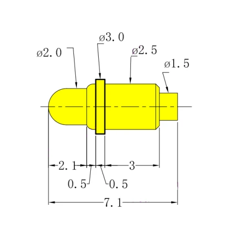 Elektrischer federbelasteter Pogo-Stift aus Messing SF-PPA2,5*7,1