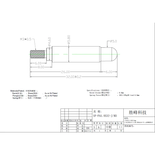 Gold plattierte Federbelastungstest Pogo Pin mit Schraube